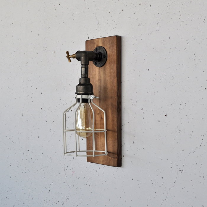 Opviq Lámpara de Pared Pp172 Madera y Negro